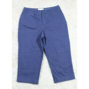 ST JOHN'S BAY Pants Women's Straight Leg Crop Stretch Med Rise Solid Blue 6
